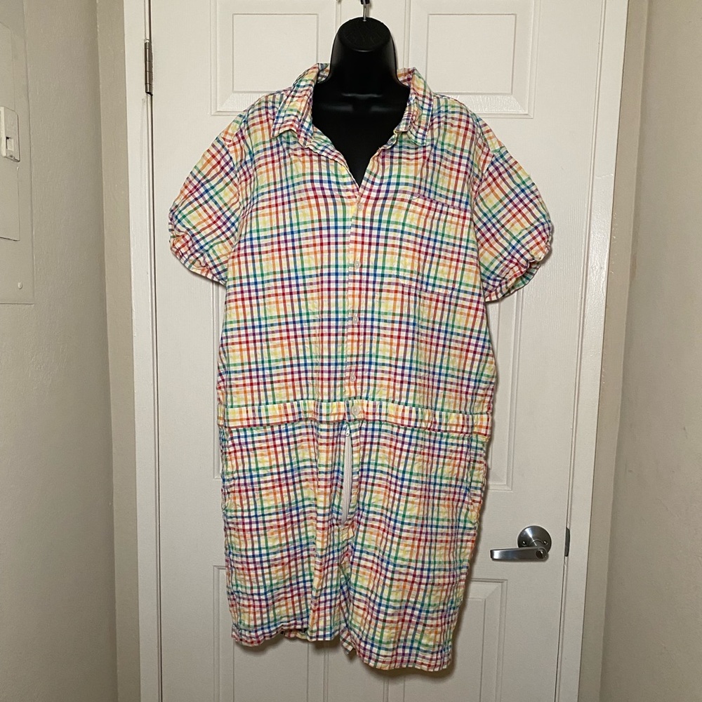 Unisex Multicolor Fun Summer Relaxed Boxy Onesie Romper Mini Jumpsuit XXL